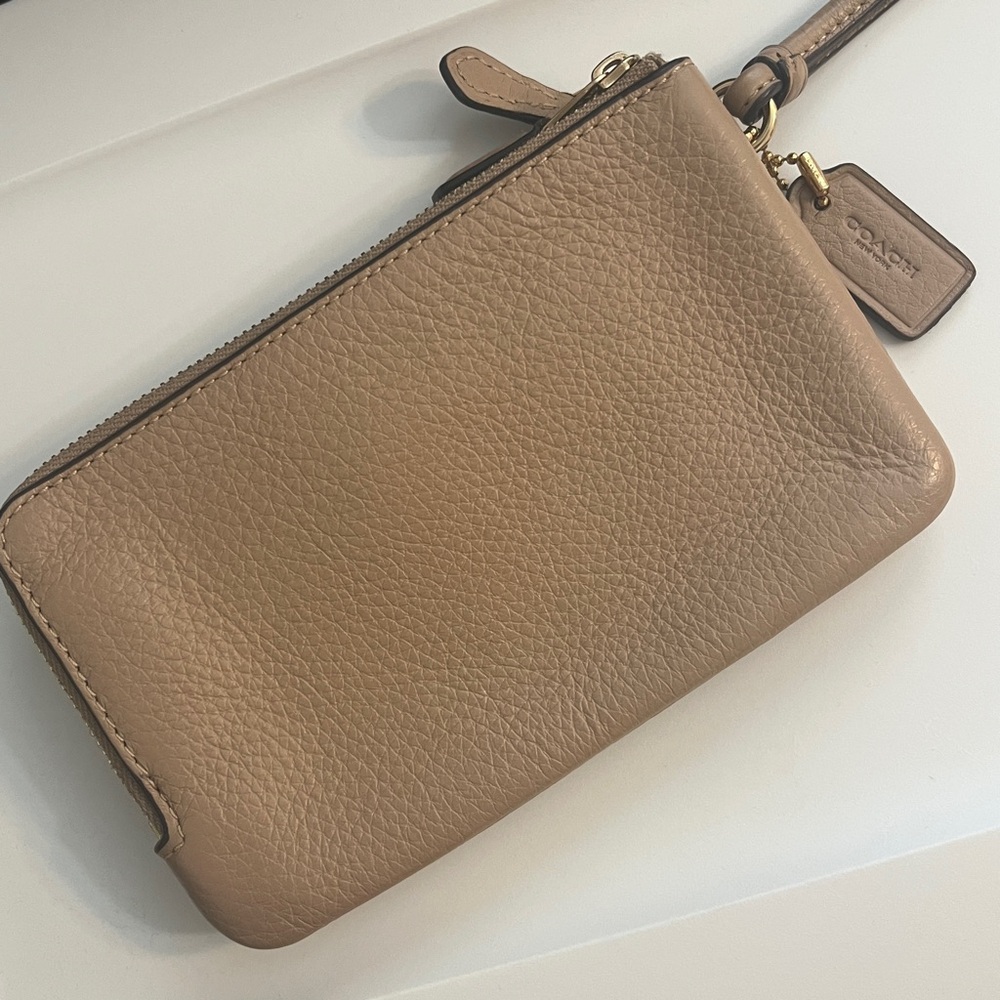 Coach coin purse wristlet wallet cream tan - Picture 2 of 8